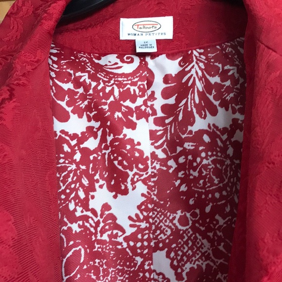 Beautiful Talbots red jacquard blazer 1X petite - Picture 6 of 11